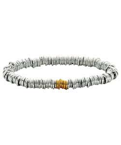 sterling Silver Plain Links Bracelet with 9ct Gold Links