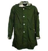 Dark Green Nylon Hooded Parka