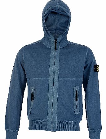 Stone Island Dyed Blue Zip Up Hoody