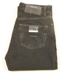 Mens Dark Blue Faded Denim Button Fly Jeans