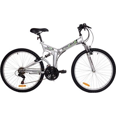 Stowabike Folding Dual Suspension Mountain Bike - Silver