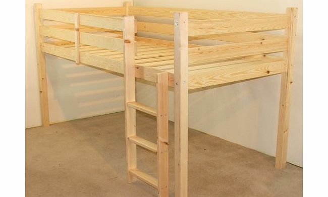 Strictly Beds Molly Cabin Bed Short 2ft 6 by 5ft 9 Wooden Natural pine cabin bed with 20cm QUILTEDthick mattress