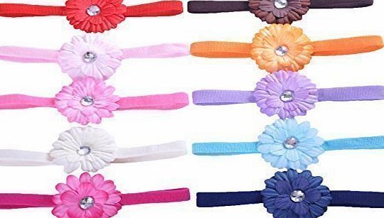 Style Nuvo Baby, Girl Small Flower Daisy Headband (SET OF 10)