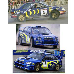 Subaru World Rally Heritage triple car set 1:43