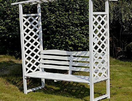 Summer Garden Buildings Wooden White Painted Arbour - Trellis