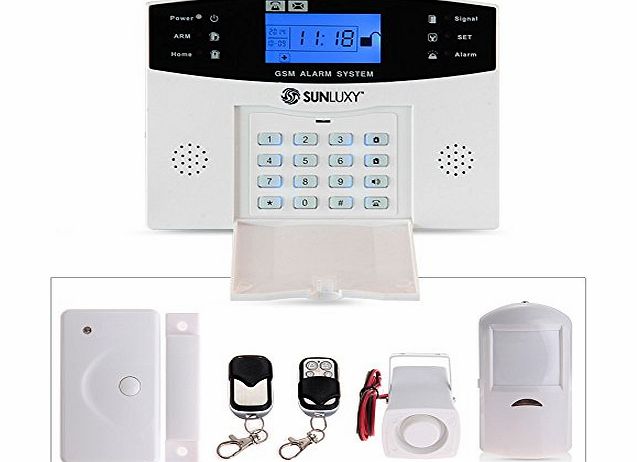 SUNLUXY LCD Wireless GSM SMS Autodial IR Detector Door Magnet Motion Sensor Kit Home Office Security Burglar Intruder Alarm System