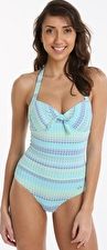 Sunseeker, 1295[^]264698 Native Pattern Tie Front Halter One Piece -