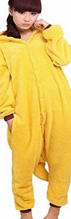 super9COS Pokemon Pikachu Kigurumi Pajamas Adult Anime Cosplay Halloween Costume(Pikachu,Small)