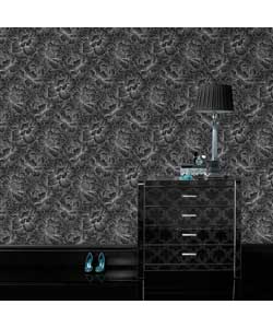 Superfresco Easy Flourish Wallpaper - Black