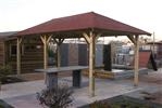 Superior Pergola with Felt Shingles: 340 x 590cm - Green Tiles