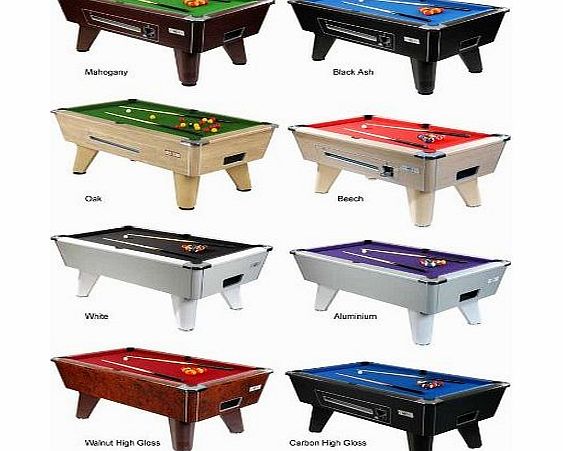 Superpool Winner Slate Bed Free Play Pool Table Oak Veneer Finish Green Speed Cloth - 7 x 4