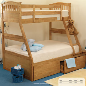 Sweet Dreams , Epsom, Three Sleeper Bunk Bed - Oak