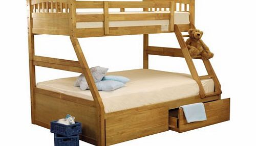 Sweet Dreams Apollo Natural Shaker Style Three Sleeper Bunk Bed