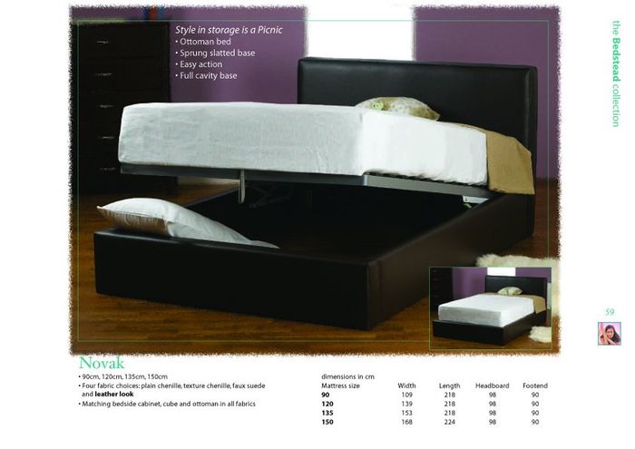 Novak 4ft 6 Double Ottoman Divan Bed