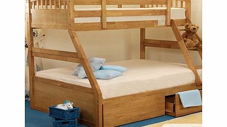 Sweet Dreams Epsom Three Sleeper Bunk Bed - Oak