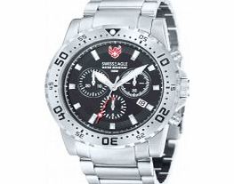 Swiss Eagle Mens Fleet Black Silver Chronograph