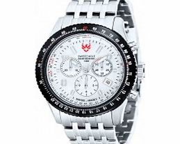 Swiss Eagle Mens Flight Deck Silver Chronograph