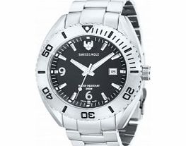 Swiss Eagle Mens Torpedo Silver Steel Bracelet