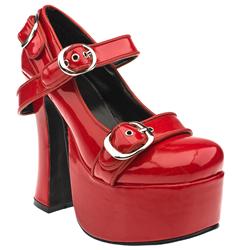 T.U.K Female High Pf Bondage Patent Upper Evening in Red