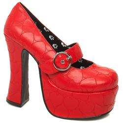 T.U.K Female High Pf Hearts Manmade Upper Evening in Red