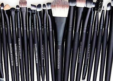 Tailcas Professional 20 pcs Makeup Brush Kit Eyebrow Shadow Blush Eyeshadow Eyeliner Lip Makeup Brushes Set, Especially Designed for Girls / Teens / Women / Ladies - (20 pcs Black)