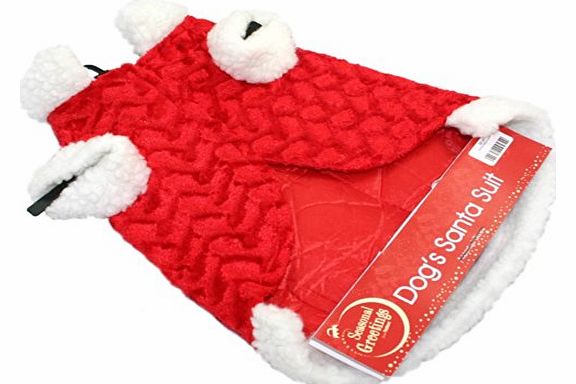 LUXURY PET DOG SANTA SUIT CHRISTMAS COAT OUTFIT COSTUME FANCY DRESS NOVEL GIFT