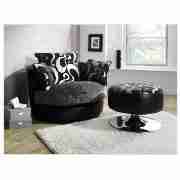 Round Swivel Armchair, Black