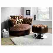 Round Swivel Armchair, Chocolate