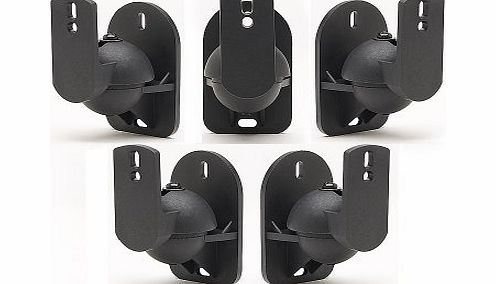 TechSol 4 Pack of Black Universal Speaker Wall Mount brackets