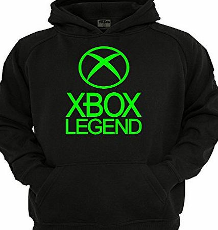 TEEco XBOX LEGEND CHILDRENS HOODIE, SIZES 5-13 YEARS, GAMER HOODIE (12-13 YEARS (34`` CHEST), BLACK)