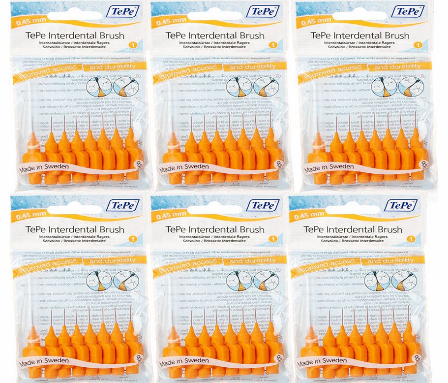 Intedental Brushes 6 Pack 8 brushes Orange