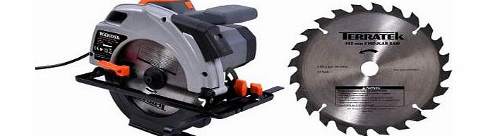 Terratek 185mm Circular Saw 1200 watt with BONUS 2 Blades, Integrated Laser, Terratek