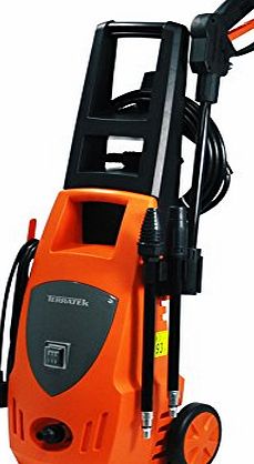 Terratek Compact High Pressure Power Washer 1650W, 105 bar, Lightweight, Integrated Transport Wheels, Jet Lance, Trigger Gun amp; Detergent Bottle