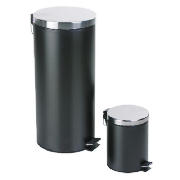 tesco 30L and 5L black pedal bin set