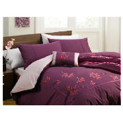 tesco Alanis Embroidered Duvet Set Double, Plum