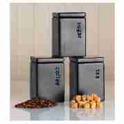 Tesco Black Square Tea, Coffee Sugar Canister Set