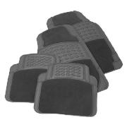 Car Mats 4 Set Rubber Carpet Grey