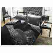 Damask Print Double Duvet Set, Black