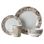 Etched Floral Dinner set 16 piece