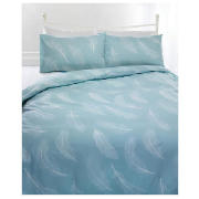 Tesco Feather Print Duvet Set Kingsize, Eau De Nil