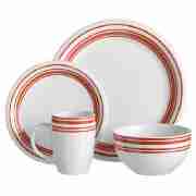 Handpainted Dinnerset 16pce Red