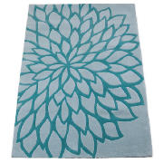 Tesco Large Flower Rug, Teal 120X170cm