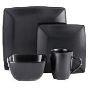 Mono Matt Square dinner Set 16 piece Black