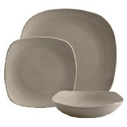 Mono square Dinnerware Set 12 piece, Stone