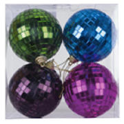 Tesco Multi 80mm Disco Baubles 4pk