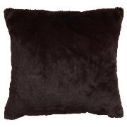 plain faux fur cushion choc