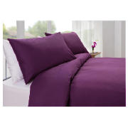 Tesco Plaindye Duvet Set Single, Aubergine