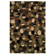 tesco Retro Multi Circles Design Wool Rug, Black