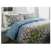 Tesco Retro Triangle Print Duvet Set Double, Multi