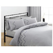 Tesco Ripples Embroidered Duvet Set King, Charcoal